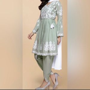Brand new chikankari frok with dhoti salwar in M size fit as L as well